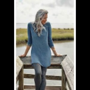 J. Jill Two-Toned Sweater Tunic, Medium Blue/Gray, Size XSP, NWT